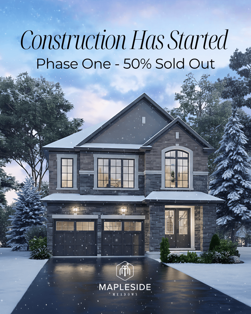 UNIQCommunities's tweet photo. Construction is officially underway at Mapleside Meadows.
Our 40’ &amp; 60’ Luxury Singles at Dufferin &amp; Teston are taking shape, with framing complete and exterior work in progress.

Phase 1 is now 50% sold, with a limited selection of ravine lots still available. https://t.co/8hrmU4sZUT