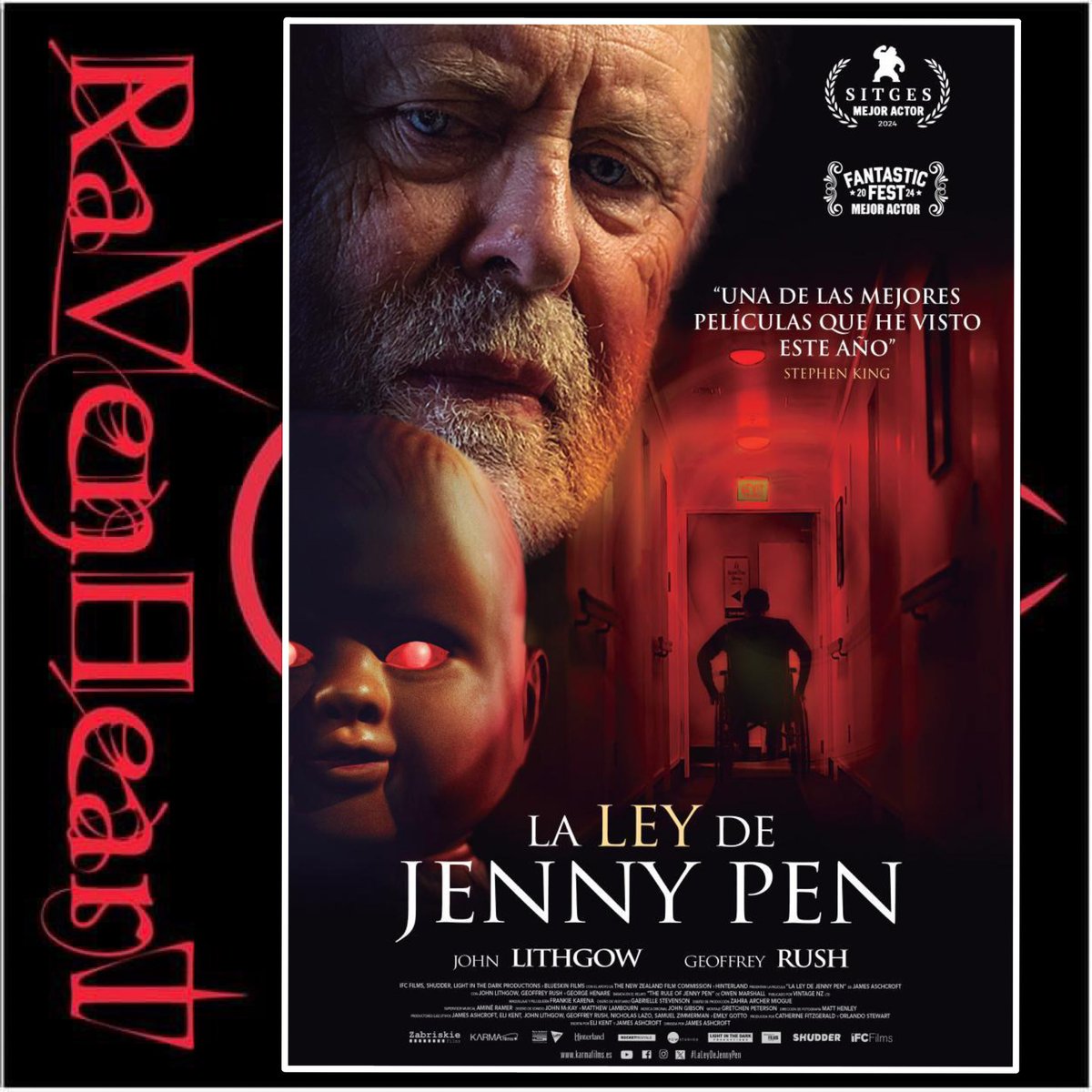 Reseña de la película #LaLeyDeJennyPen, donde una residencia de ancianos será el escenario donde se fraguará el horror enfrentando a dos de sus residentes, unos enormes #GeoffreyRush y #JohnLightgow

comunidadravenheart.blogspot.com/2026/02/la-ley…

#cinedeterror #peliculasdeterror