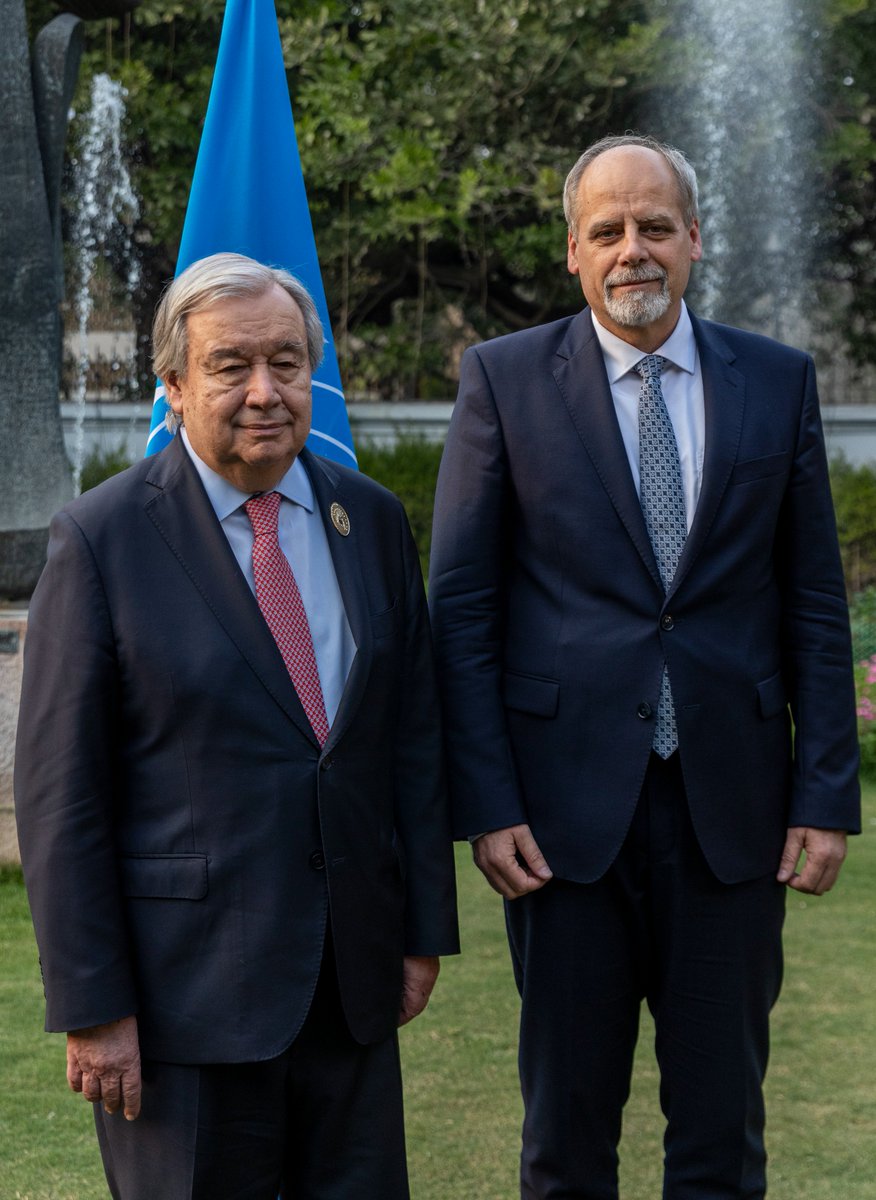 stefan_priesner's tweet photo. We were delighted to welcome United Nations Secretary-General António Guterres and senior UN leadership to New Delhi. The UN India team is committed to delivering as one to usher in an inclusive, sustainable future where we #LeaveNoOneBehind https://t.co/YXJ65bfIrl