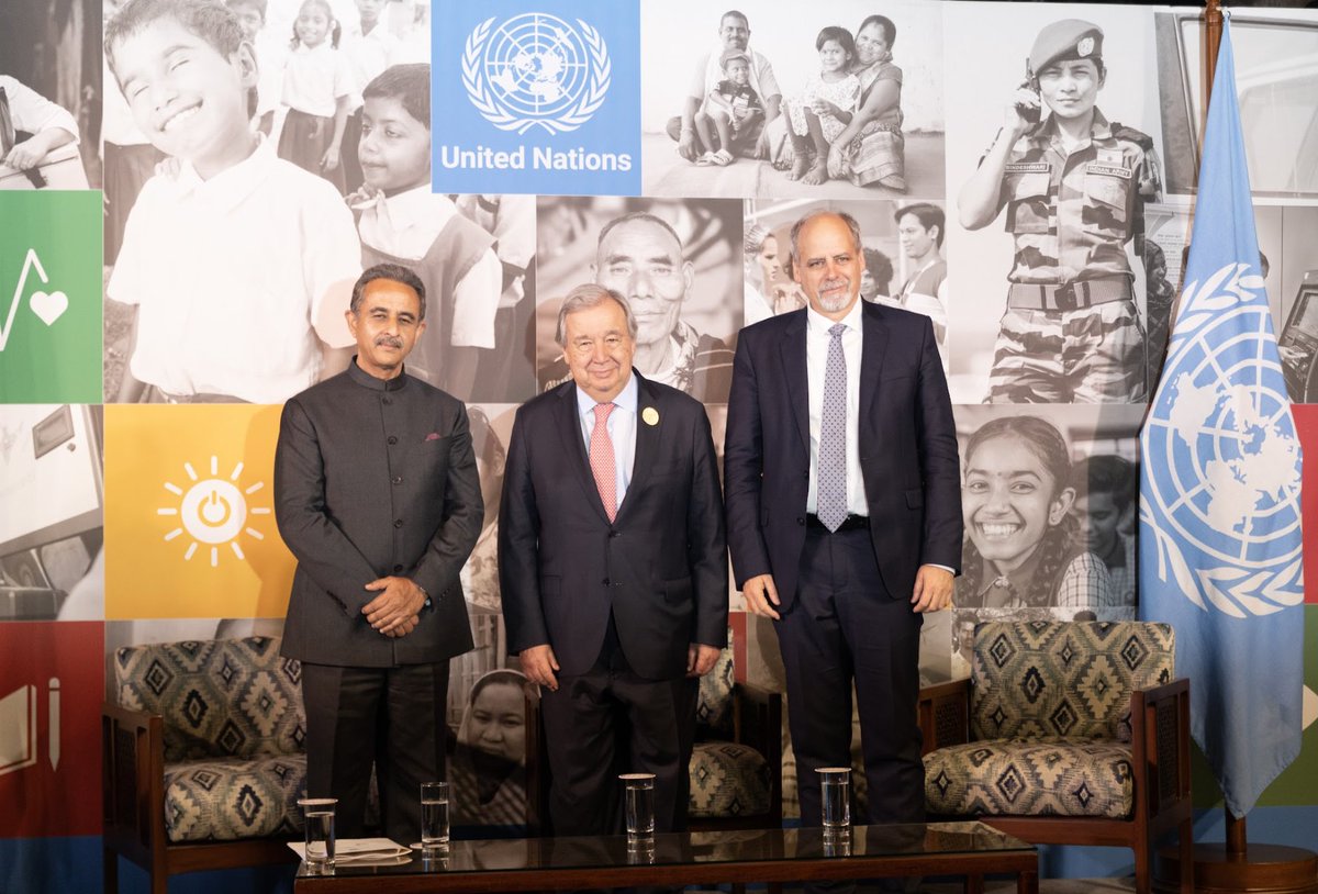 stefan_priesner's tweet photo. We were delighted to welcome United Nations Secretary-General António Guterres and senior UN leadership to New Delhi. The UN India team is committed to delivering as one to usher in an inclusive, sustainable future where we #LeaveNoOneBehind https://t.co/YXJ65bfIrl