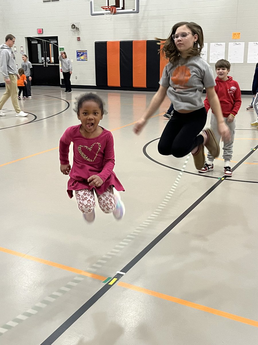 AmyKonoff's tweet photo. Last day of our Kids Heart Challenge event! Jumping rope is more fun with friends. #otsegoknights #kidsheartchallenge #americanheartassociation. https://t.co/PWrNZuAUnH