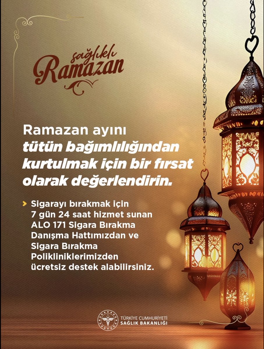 Bu Ramazan sigaraya veda et, kendine bir iyilik yap. Dumansız bir Türkiye için şimdi tam zamanı. 

#BuRamazanBırakıyorum 
#MilatOlsun