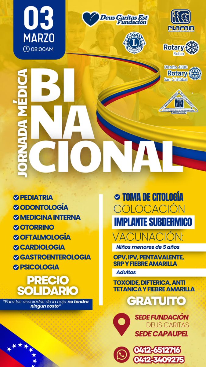 Jornada Médica Binacional. 3 de marzo, desde las 8:00a.m.