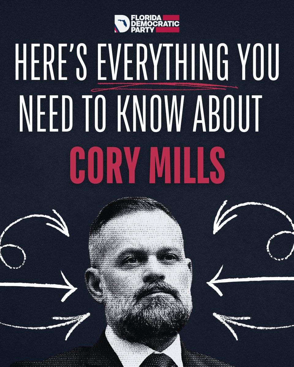 FlaDems's tweet photo. Everything you need to know about Florida's most controversial congressman, Rep. Cory Mills. https://t.co/1oEIdCrI1U