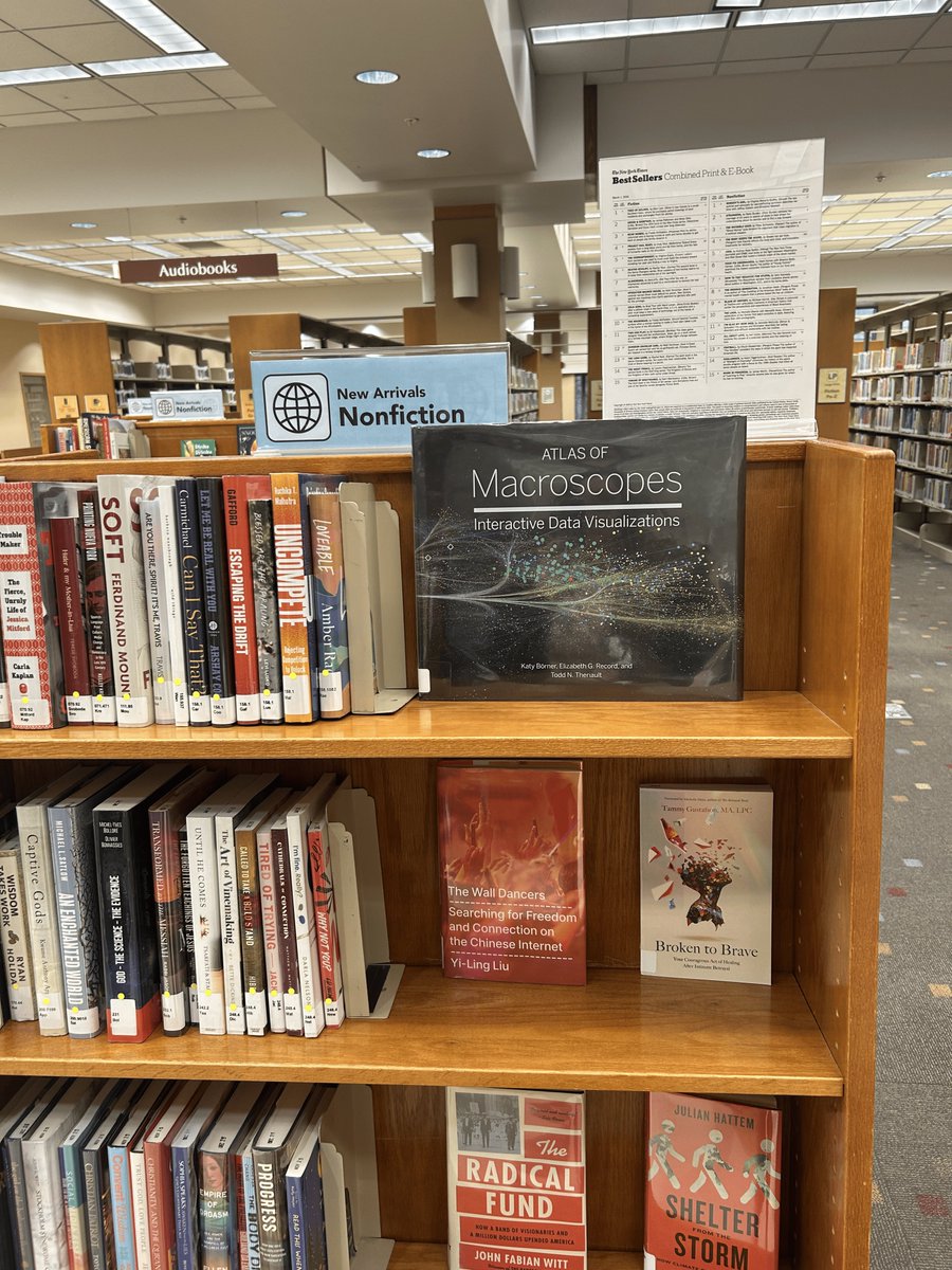 cnscenter's tweet image. 📚 We’re excited to share that Atlas of Macroscopes: Interactive Data Visualizations has been spotted on the new non-fiction shelf at the Monroe County Public Library (Indiana) - Downtown!

@mcplindiana @katycns 

#dataViz #dataVisualization #hci #ux
