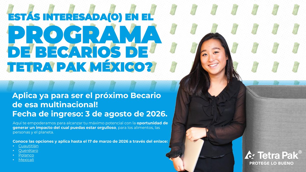 Aplica para ser parte de la generación de Becarios en Tetra Pak.
Conoce todas sus ofertas laborales: jobs.tetrapak.com/search/?create…