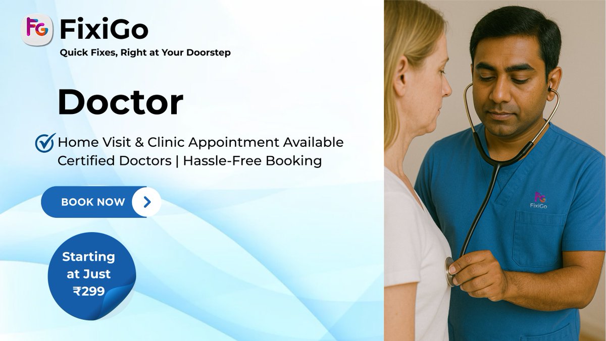 FixiGo_SaminoFi's tweet image. FixiGo Launch Offer!

Book a Doctor Starting at Just ₹299
Home Visit &amp;amp; Clinic Appointment Available
Certified Doctors | Hassle-Free Booking
Limited Time Only!

Thanks and regards 
FixiGo - Team 

saminofi.com 
#Helpline -

(+91)-72-3005-7001 

#SaminoFi  
#FixiGo