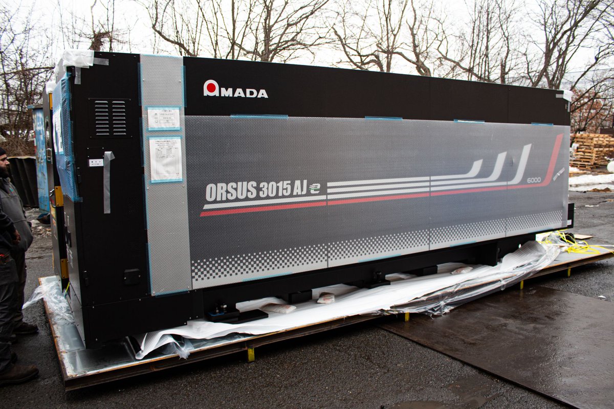 AmadaAmericaInc's tweet image. Thank you, #AMADA customer Fenco Solutions of Burlington, NJ, for sharing the arrival of your new ORSUS 3015 AJe (6kW) #fiberlaser w/ AMS CL #automation! AMADA is grateful for its partnership with Fenco Solutions and looks forward to supporting their ongoing success!