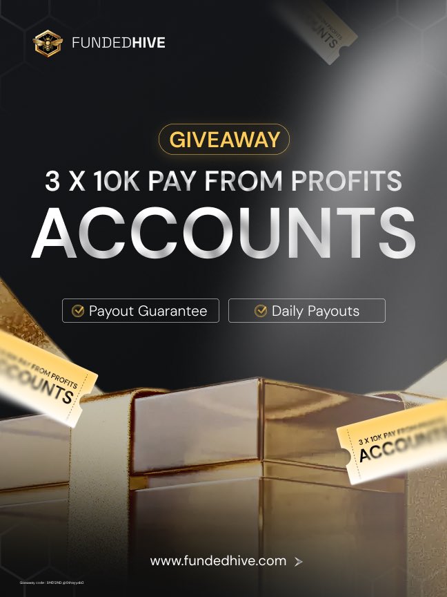 🔥 We are giving away 3x10K PFP Accounts with fundedhive💰
📈 Daily payouts + no consistency rule
✅ Follow <a href="/0thayyab0/">𝗥𝗶𝘀𝗸 𝗧𝗮𝗸𝗲𝗥</a> &amp; @fundedhive
❤️ Like + 🔁 Repost this post
👥 Tag 3 traders in comments
💬 Join Discord: discord.com/invite/trading…

⏳ Winners in 5 days 🏆