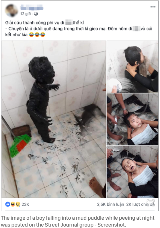 And to the people thinking this is actual tar when I thought it was obvious it wasn’t, it’s just an old fb post where a kid wanted to go to the bathroom and walked into a rice field in sowing season and fell in wet mud.