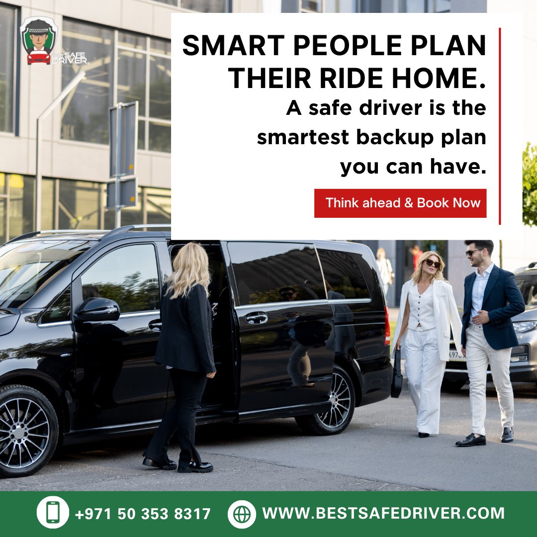 BestSafeDriver1's tweet photo. 🧠 Smart people plan their ride home.

A safe driver is the smartest backup plan you can have.
💡 Think ahead

📞 Call now: +971 50 3538317
🌐 https://t.co/xq5zuAFTY9

#SmartChoice #SafeDriverUAE #BestSafeDriver  #DubaiLifestyle #RoadSafety #ProfessionalService #ReliableRide https://t.co/FFuJigFoMa
