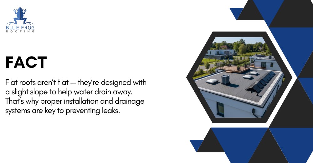 BlueFrogRoofing's tweet photo. Flat roofs aren’t flat — they’re designed with a slight slope to help water drain away.
That’s why proper installation and drainage systems are key to preventing leaks.
#RoofFacts #FlatRoofing #RoofDesign #CommercialRoofing #PreventLeaks #BlueFrogRoofing https://t.co/GsPlz6RnFk