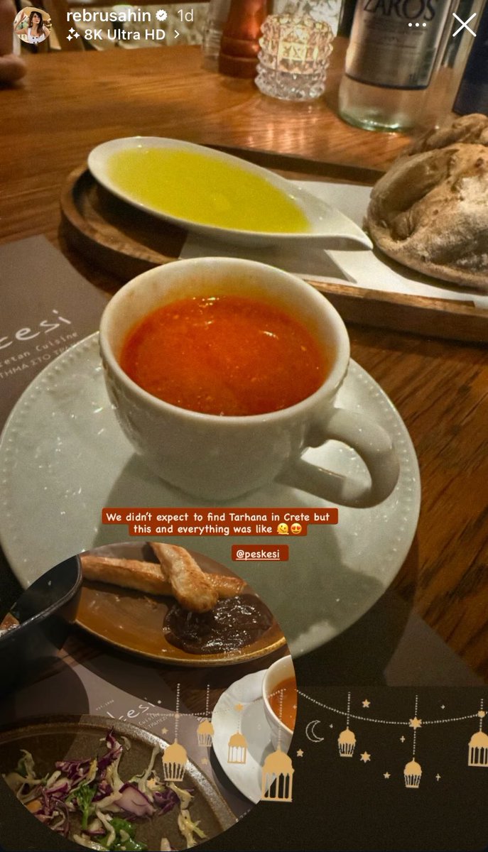 Yeni IG| hikaye #EbruŞahin 🧡

"Girit'te tarhana bulmayı beklemiyorduk, ama bu ve diğer her şey! " 🥫🍜