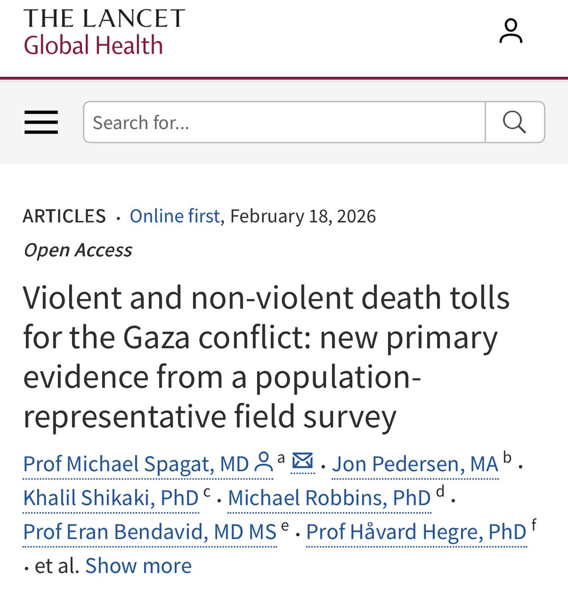 The death toll in Gaza in the first 15 months of Israel’s attack was 53% higher than official figures according to <a href="/LancetGH/">The Lancet Global Health</a>. So the real figures as of now could be over 110,000 deaths, or 124,000 including indirect deaths, 5.4% of Gaza population. And Israel isn’t stopping.