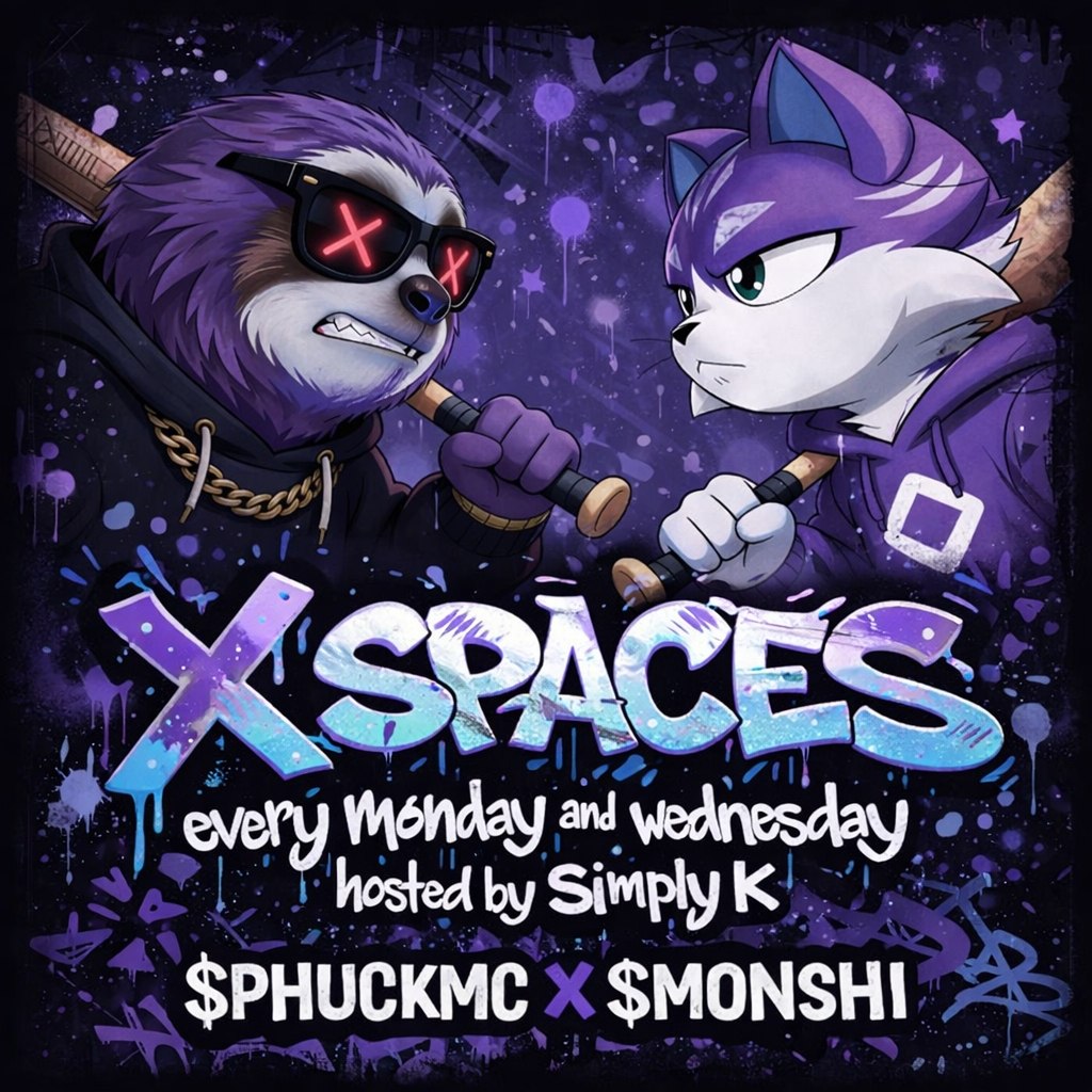 Two sides. One mission. 💜

The vibes collide in X Spaces — <a href="/PhuckMc/">PhuckMc</a>  × <a href="/MonshiMonad/">Monshi</a> 
Every Monday &amp; Wednesday with Simply K 🎙️
Pull up, speak up, or get left behind.
Real ones already know where the alpha lives.