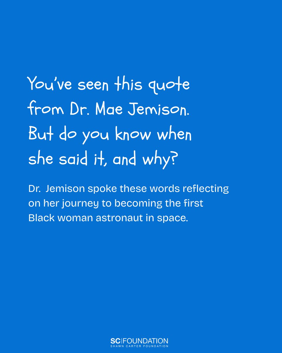 ShawnCarterSF's tweet photo. Dr. Jemison's journey inspires us to reflect on how other people's limited imagination can undermine our actual potential. https://t.co/fBVJZedLay