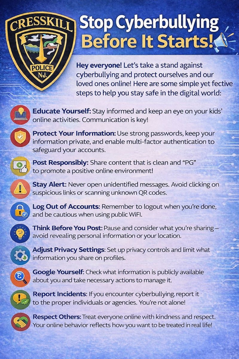 Stop Cyberbullying before it starts. #Cresskill #Cresskillnj #cyberbullying