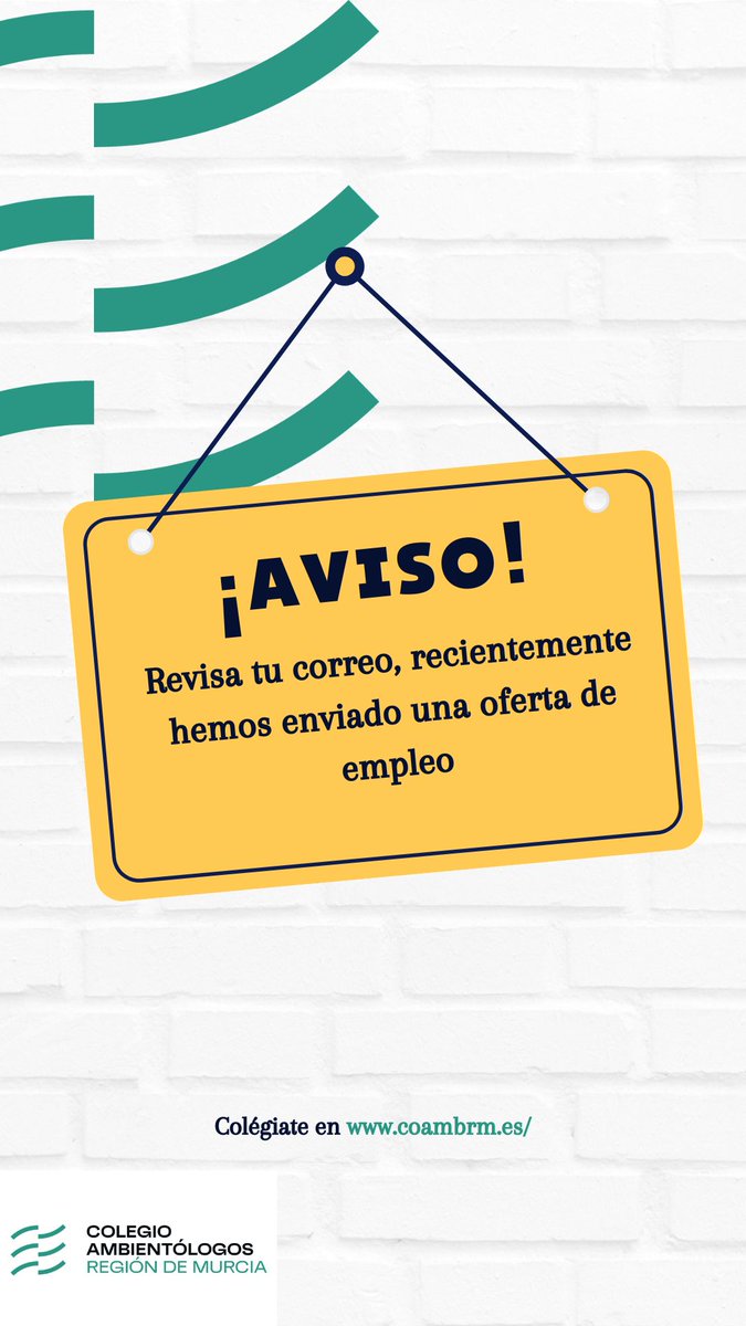 ¿Buscando trabajo? 👀🌿

Desde el Colegio de Ambientólogos de la Región de Murcia hemos enviado 📩 una nueva oferta de empleo a tu correo.

Revisa tu bandeja de entrada🚀
¡Puede ser tu próxima oportunidad! 💼✨