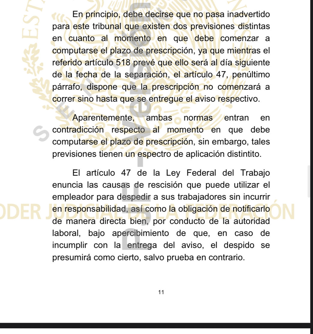 ¿Cómo se computa el plazo de 2 meses para demandar el despido injustificado? 

¿A partir de la separación material o de la entrega del aviso de rescisión? 

R: DEPENDE 

A propósito del proyecto retirado en la SCJN, les platico lo que resolvió el 2 TCC del XXIII en ADL  221/2025