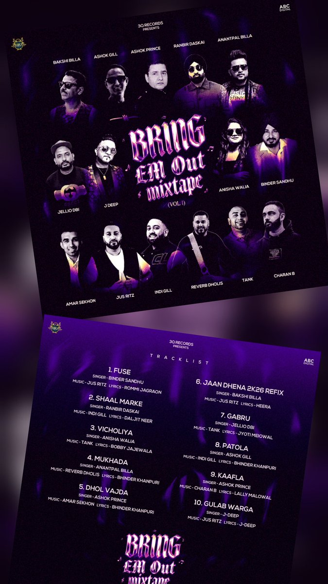 Front to back. No skips. 🔥

BRING EM OUT VOL.1 is officially on the way! 💿⚡️
Dropping Thursday 26th February 2026 on <a href="/3QRecords/">3Q Records</a>

We are confident that this album will deliver a consistently high-energy experience from its opening track to its conclusion.

#BringEmOut #UKBhangra