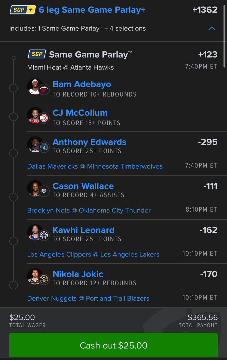 TheBettingM's tweet photo. 🎰 NBA SGP LOTTO 🎰

6 LEG +1362 💥🔥

This one’s a straight swing for a BIG payout — sprinkle only, but the upside is insane 😈💰

📌 Slip + legs posted below 👇

📊 Top Model Plays also posted below — let’s have a GREAT night!

🔁 Like • RT • Follow

#NBA #NBASGP #GamblingX #SportsBetting #BettingTwitter
