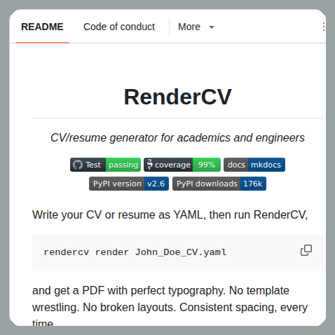 tom_doerr's tweet photo. Generates resumes from YAML files

https://t.co/wAa2Cf9Pdh https://t.co/zkij3A9C1F