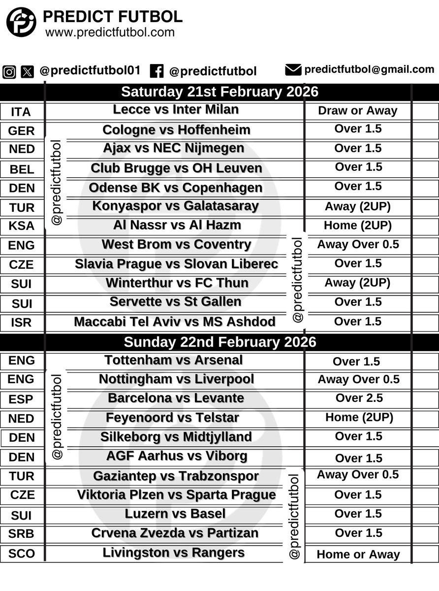 predictfutbol01's tweet photo. Saturday &amp; Sunday Games 🙏

Follow my backup account 👉 @predictfutbol02 

Join our telegram channel here
👉 https://t.co/rqCqHY9JWH https://t.co/gGwjd4fKkG