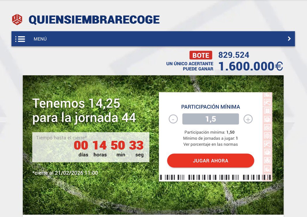 Seguimos sembrando 🍃🍃

El solecito nos ayudará ❤️‍🔥❤️‍🔥

Aún 14 horas para cerrar la siembra‼️‼️

eduardolosilla.es/quiniela/dnp1x…