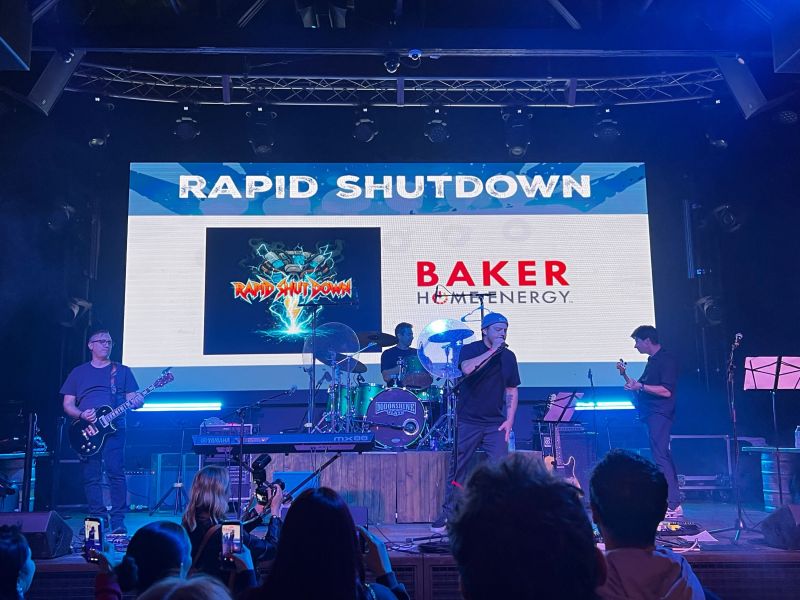 SiteCapture's tweet photo. Congrats to our customers, @BakerHomeEnergy, on a fantastic performance at the Solar Battle of the Bands at this year’s #IESNA flagship conference! 🎸🤘☀️

Thank you @CALSSA_org, @ISNAESNA for another fun night.

#Solar #SolarEnergy #SolarInstallation #HomeEnergy https://t.co/9XtlwSflYN