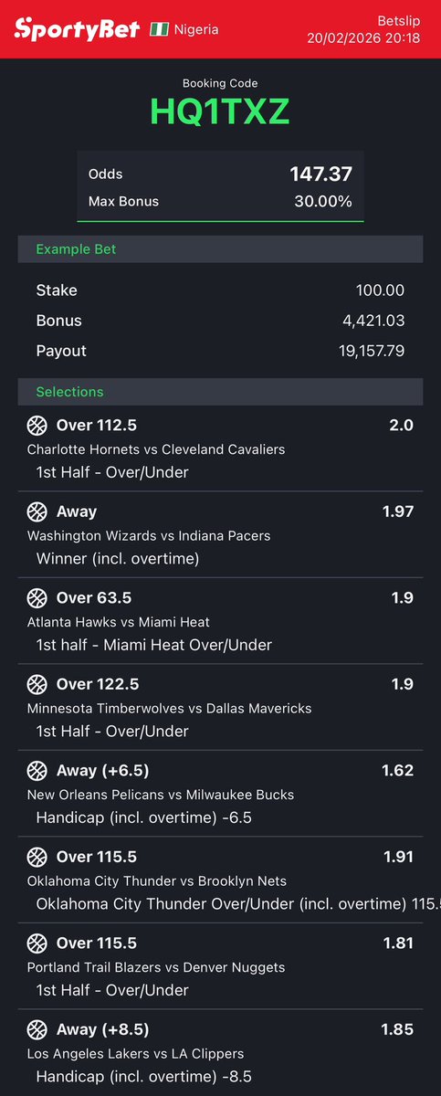 dfwpehlumiiii's tweet image. Games on stake.com converted to sportybet⤵️

HQ1TXZ JFRNP8 -sporty🧑🏿‍💻

Follow 4 convert of codes 2 ur preferred bookies! 

Retweet 4 larger audience😤🗣️