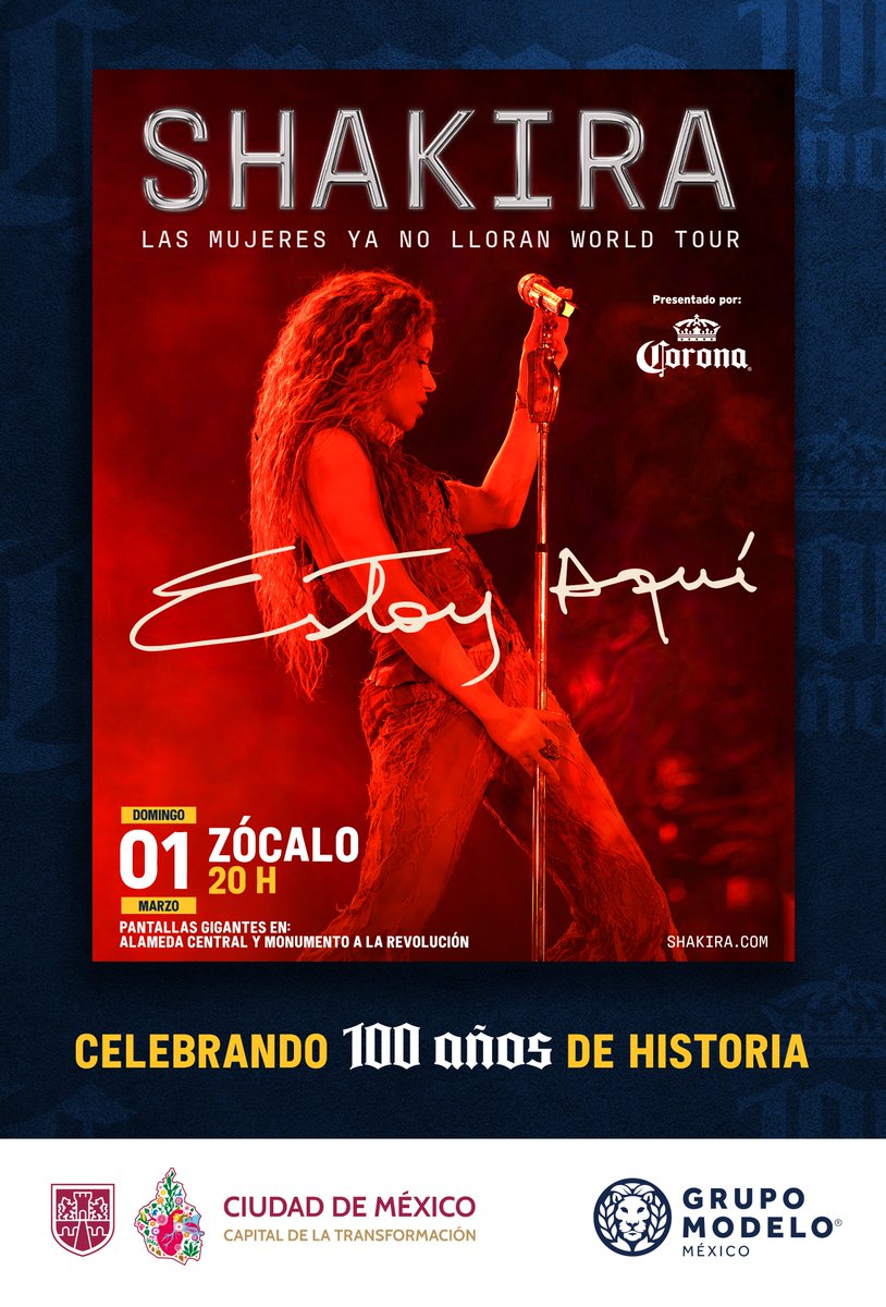 🎶 #ShakiraEnElZócalo | ✨🙌🏼  ¡El corazón de la #CapitalDeLaTransformación se llenará de música y emoción con <a href="/shakira/">Shakira</a>! 

🌆🫀 Únete a la magia de esta gran presentación y vive un momento inolvidable, bailando y cantando al ritmo de la colombiana más querida de México. 

📍Zócalo