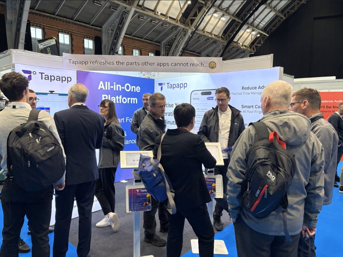 tapapp's tweet photo. You probably need @tapapp. You just don’t know it yet 😆

@TheCleaningShow in Manchester was full on.
Back-to-back demos &amp; conversations.
We even ran out of screens.
Thank you to everyone who stopped by Stand F12.

#TheCleaningShow #CleaningIndustry #FacilitiesManagement https://t.co/My1JZpmkYU