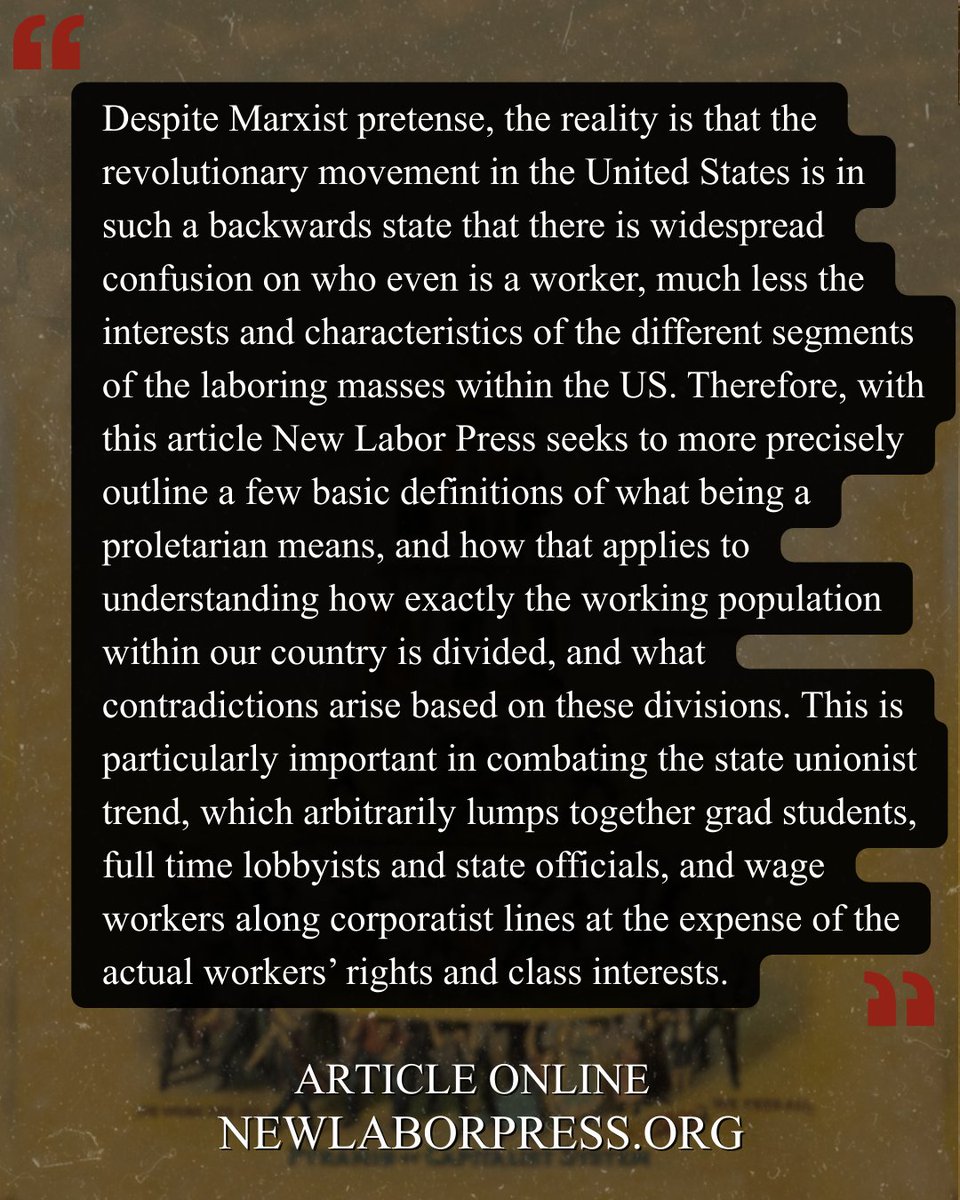 NewLaborPress's tweet photo. Despite Marxist pretense, the reality is that the revolutionary movement in the US is in such a backwards state that there is widespread confusion on who even is a worker. 

Read Online: https://t.co/3QZSjKcZrN https://t.co/IbJS5fUFGi