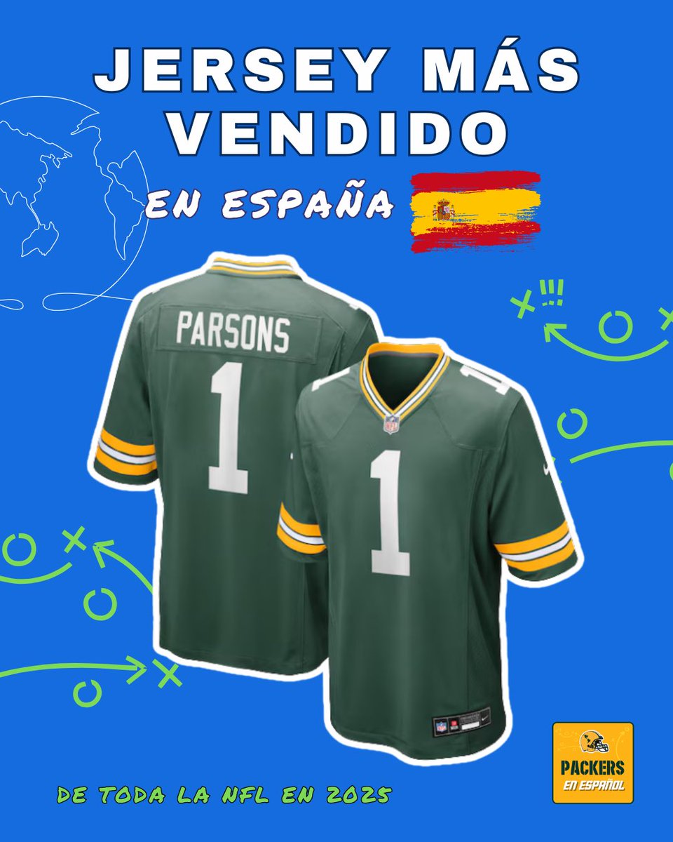 El Número 1️⃣ de España. 🇪🇸 

El jersey de Micah Parsons con los Packers fue el MÁS VENDIDO de toda la NFL en la “Madre Patria” en 2025.

#GoPackGo #PackersES <a href="/nflespana/">nflespana</a> #MicahParsons