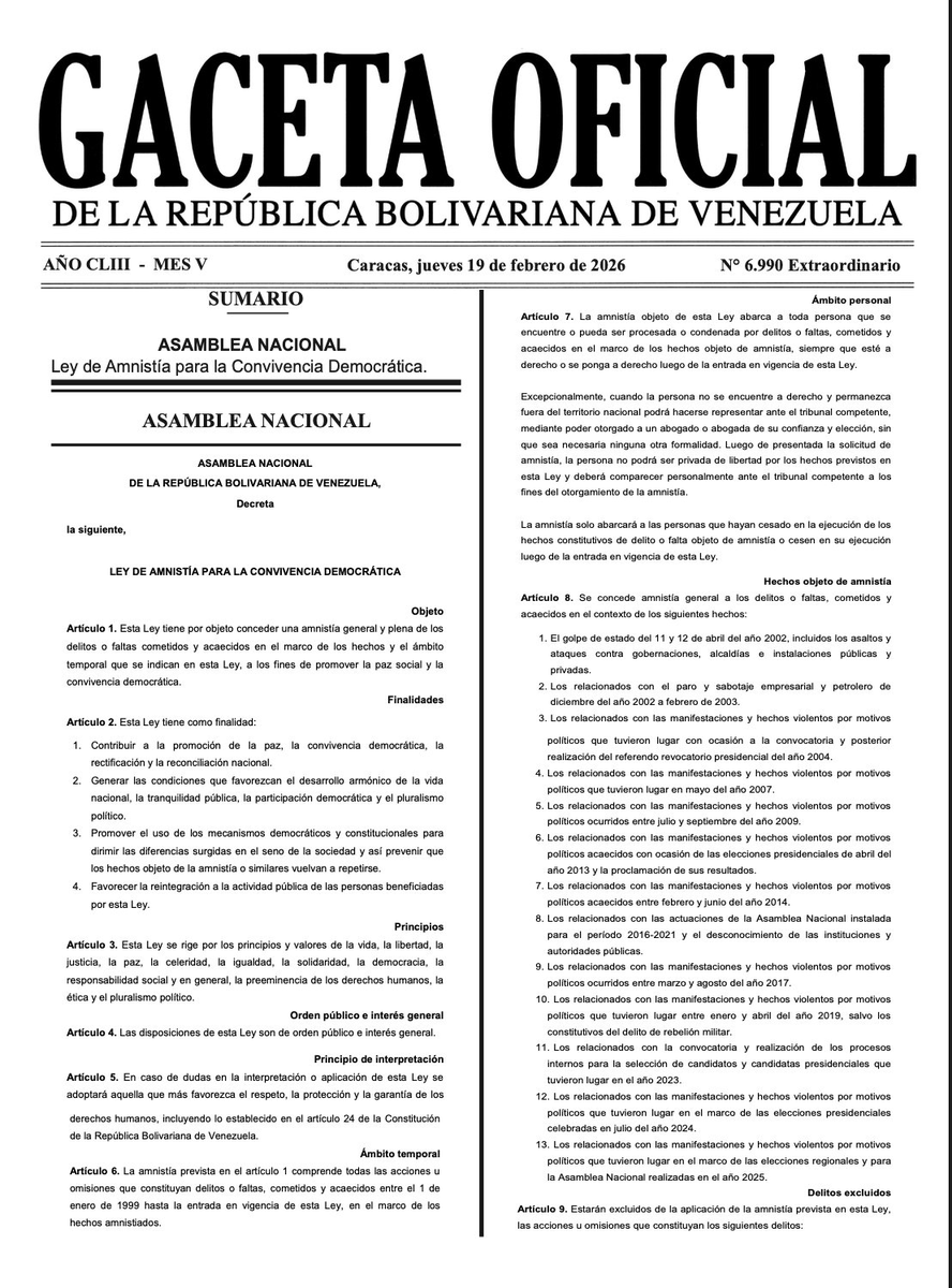La Ley de Amnistía ha sido publicad en la Gaceta Oficial por lo que oficialmente está vigente.