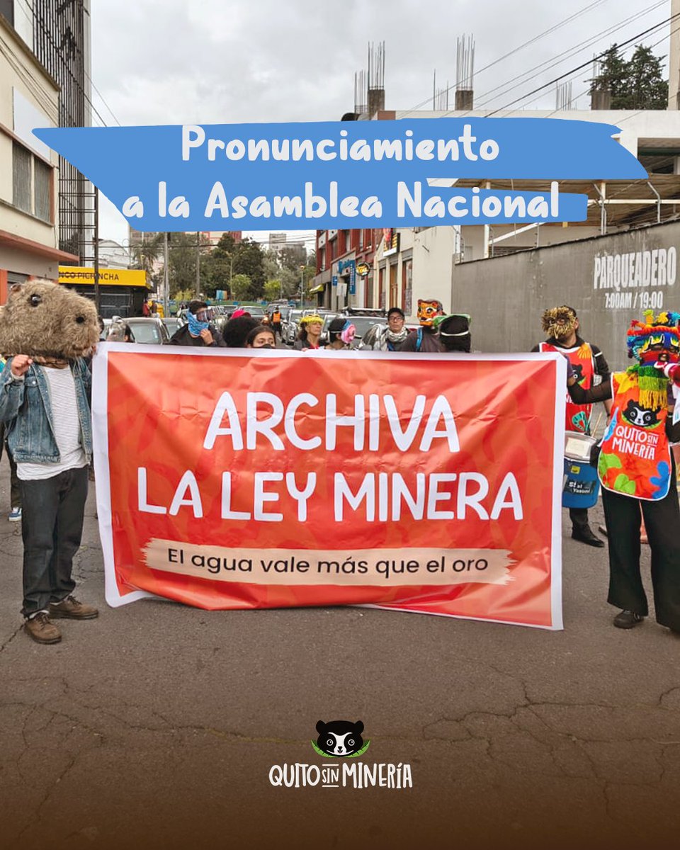 La ley de “fortalecimiento” minero pone en riesgo el agua, la consulta previa y los territorios.
Desde #QuitoSinMinería exigimos: ¡#ArchivaLaLey!
<a href="/AsambleaEcuador/">Asamblea Nacional</a> 

Pronunciamiento completo👇
quitosinmineria.com/pronunciamient…
