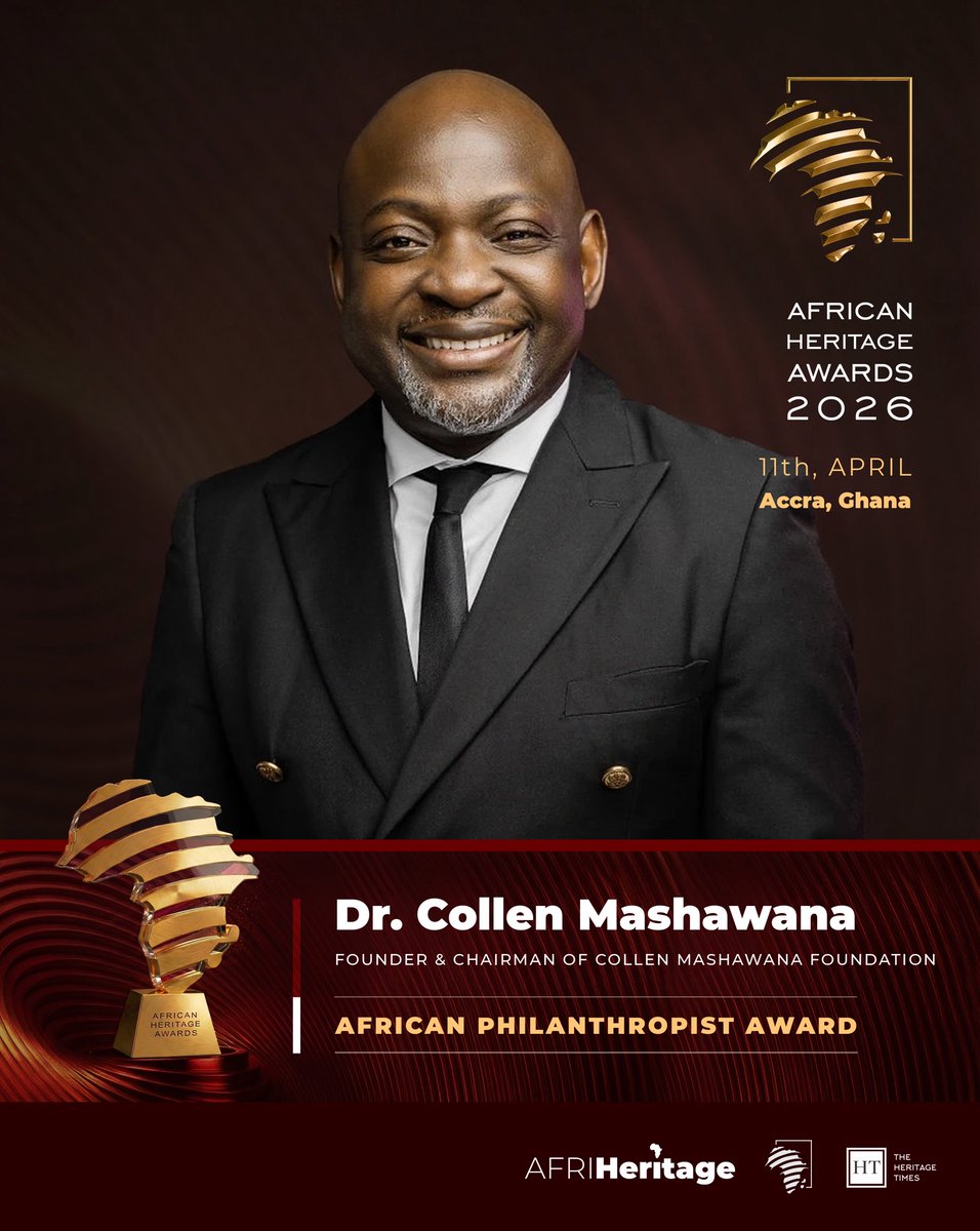 collenmashawane's tweet photo. It is a great honor to be recognized at the 4th AFRIHeritage Awards in Accra, alongside distinguished African leaders: Dr. Akinwumi Adesina, Honorary President & Former President of the African Development Bank (AfDB); Her Excellency Dame Marcella Liburd, Governor-General of Saint Kitts and Nevis; Ms. Antoinette Monsio Sayeh, Former Deputy Managing Director of the IMF; and Professor Lesley Lokko, Founder & Chair of the African Futures Institute.

I am deeply grateful for this recognition of the work we have done through CMF. This honor inspires me to continue advancing initiatives that uplift Africa and showcase the continent’s excellence globally.