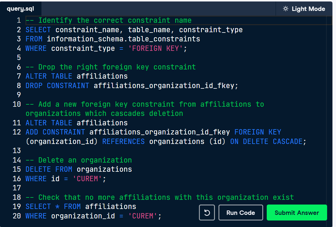 Queen_Aishah1's tweet photo. Day 11 of #30daysofdatachallengewithDCA
Today, i successfully completed the introduction to relational databases in SQL. 😌🥳
#DCDonates #DCA @DataFestAfrica #LearningInPublic https://t.co/YjPkmVxnf5