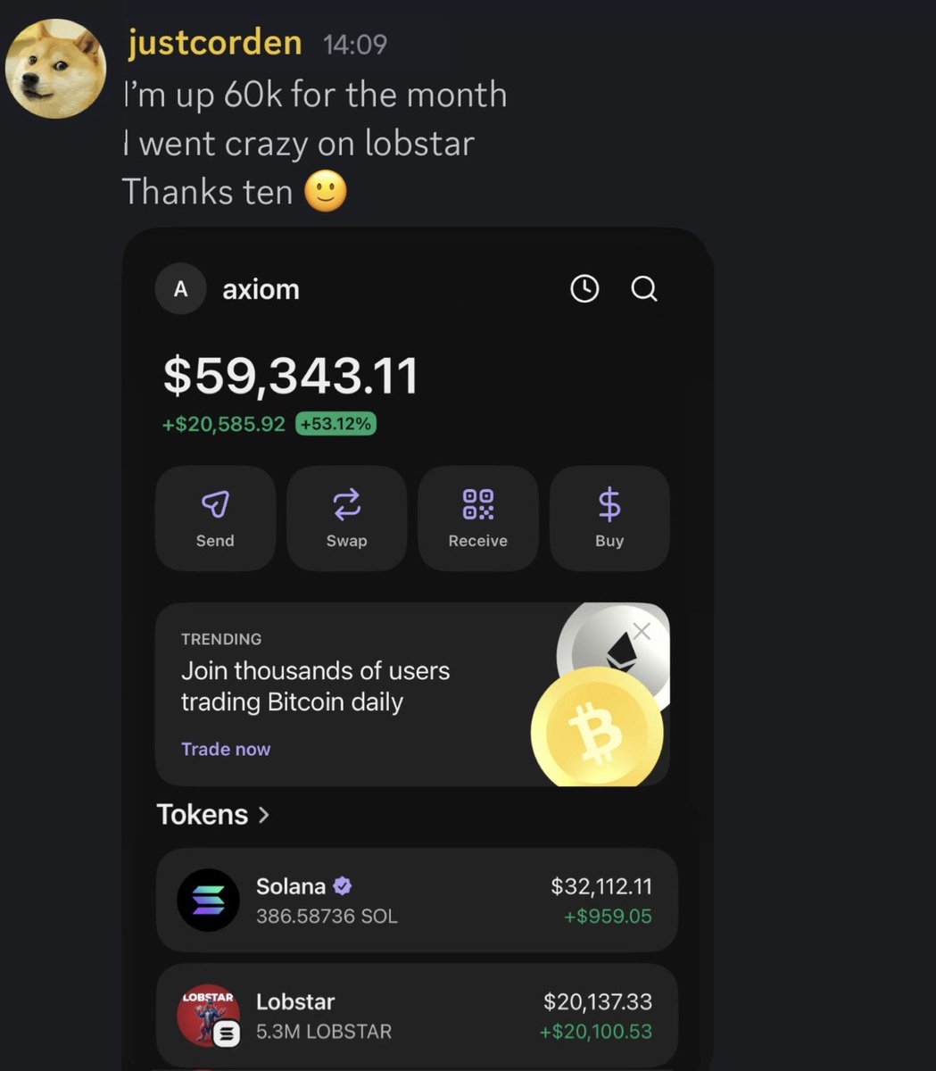 $lobstar

250x from first call 

Let’s goo🔥

It’s Crazy how good we’ll keep eating on this