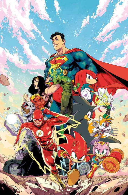 Here's the main cover for DC x Sonic the Hedgehog: Metal Legion #1 by #SonicNews