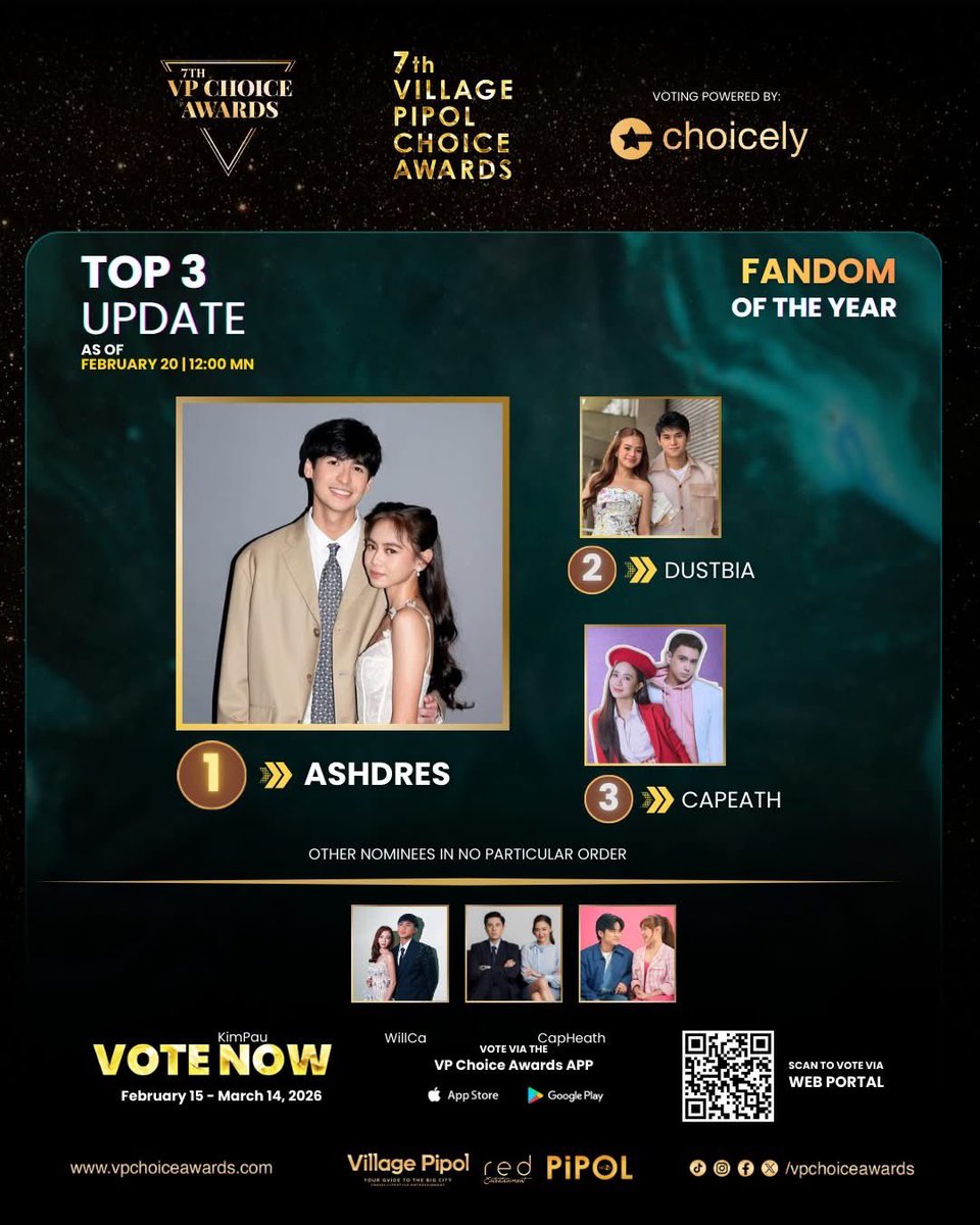 ashtequila's tweet image. AD’s RANKINGS UPDATE 🚨

let’s remain consistent ! aside from their solo nominations, we need to #lock in more now at gawing no. 1 ang ad sa tatlong nominations nila as a loveteam 🙂‍↕️✊🏻