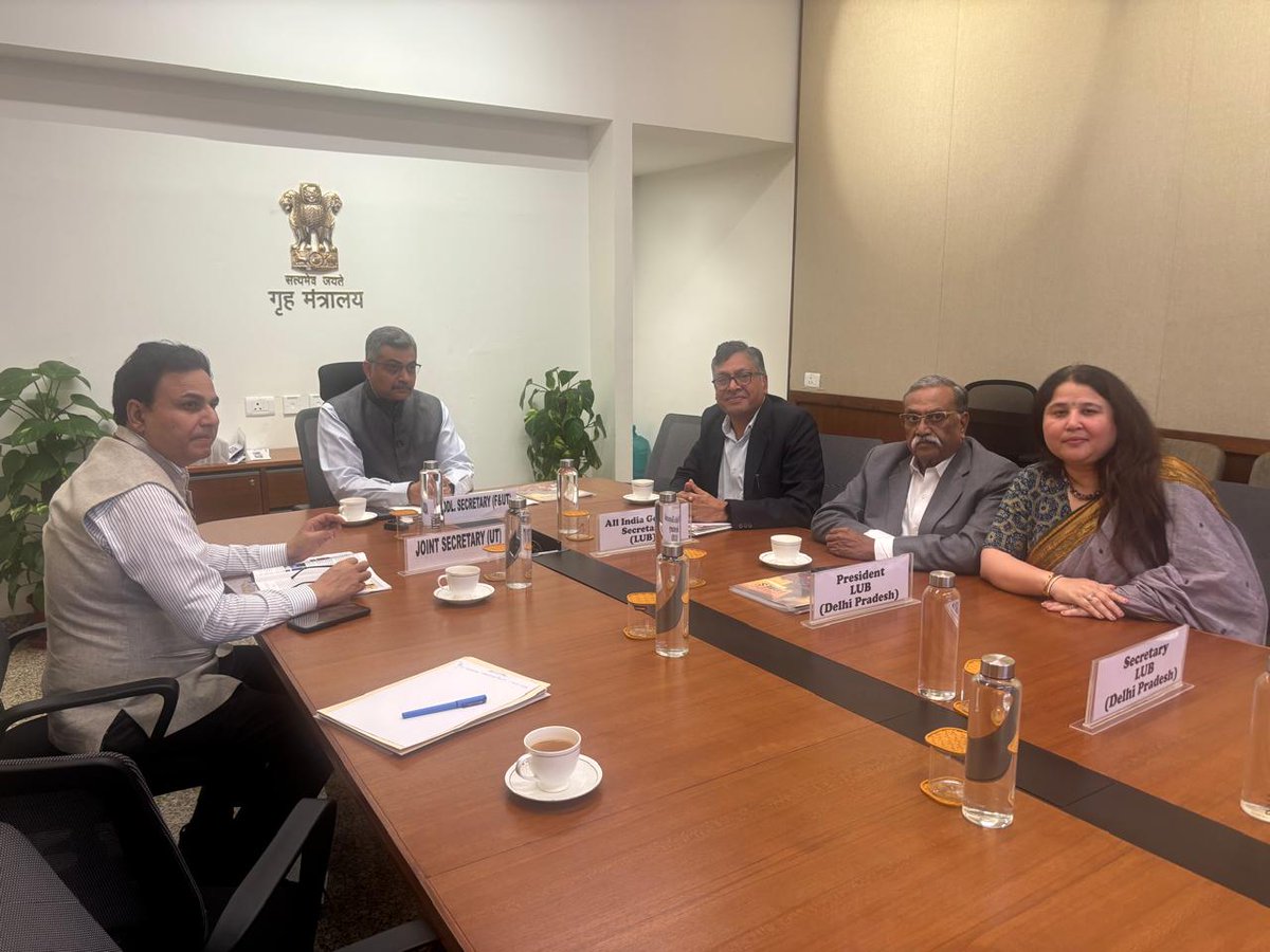 lubindia's tweet photo. Laghu Udyog Bharati (LUB) Delegation led by All-India General Secretary Sh. Om Prakash Gupta along with Delhi Chapter President Sh. Diwan Chand Gupta & Delhi Gen. Secretary Smt. Aarti Sehgal met Sh. Nitesh Kumar Vyas – Additional Secretary (F & UT) of M/o home affairs & other Sr. Bureaucrats on issues related to various UTs. 
Some of the key issues were as follows: -

Andaman & Nicobar Islands
•New Central Sector Industrial Scheme requested on lines of Unnati schemes of NER.
•High power tariffs.
•Review of Industrial Estate Policy 2025; requested.
•Diversion of land for industry to be prioritized.

Chandigarh
•Special policy for small plots; Request to allow 36ft (G+2) construction.
•Permit change of trade in industrial areas.

Puducherry
•Request for Inclusion in defence corridor.
•Revive skill project like STRIVE for manpower.
•Raise GST threshold to ₹40 lakh.
•Resolve PIPDIC 99-year lease issues; convert to freehold.

Jammu & Kashmir
•Enhance NCSS by ₹35,000 Cr for MSMEs & Timeline extension sought for MSMEs who have shown substantial progress.
•Equitable incentives for MSMEs & Request to Speed up land allotment.

Delhi
•DSIIDC: Leasehold to freehold conversion; infrastructure (water) & CETP Societies; rationalize O&M/FAR.
•MCD: Cut excessive fees/taxes/conversion charges.
•DDA: Resolve title disputes; allow mixed land use.
•DFS: Practical fire norms.
•DPCC: Harmonize norms; constructive approach.
•Delhi Jal Board: Lower connection charges; improve supply.
•Non-Conforming notified industrial areas & Household industries related issues.

LUB thanks Sh. Nitesh ji for such a meaningful & productive meeting with a commitment of a deeper engagement to resolve all issues highlighted by LUB Delegation.

#MSME #LUBIndia #MSMEIndia #MakeInIndia #AtmanirbharBharat #ViksitBharat #EaseOfDoingBusiness