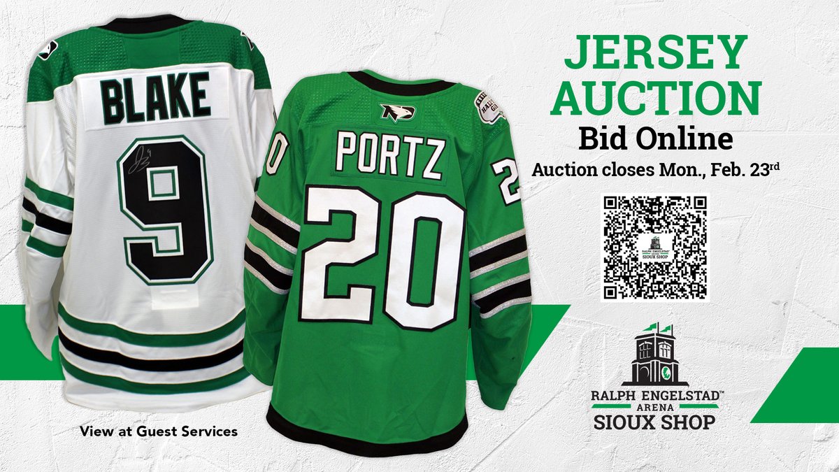 TheREA's tweet image. .@SiouxShop has gone bar down for this weekend's jersey auction:
🏒 Jackson Blake Autographed University of North Dakota Authentic Hockey Jersey
🥅 @nickportz Game-Worn 2021 Nashville Hall of Fame Authentic Hockey Jersey
📲 Bid early, bid often at: shorturl.at/K6iCn