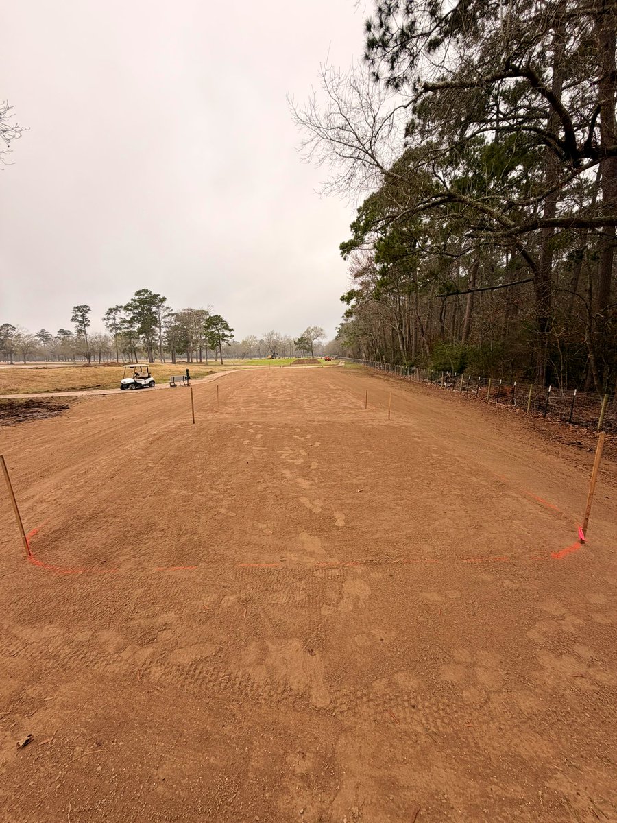 davisturf's tweet photo. Finishing work on these tees (Chambers County Golf Club) is pretty dang good! Using the old greens mix to put a 4” cap on sub grade. Irrigation and grass very soon! #Greenscapes6 https://t.co/fEDE02LoAZ