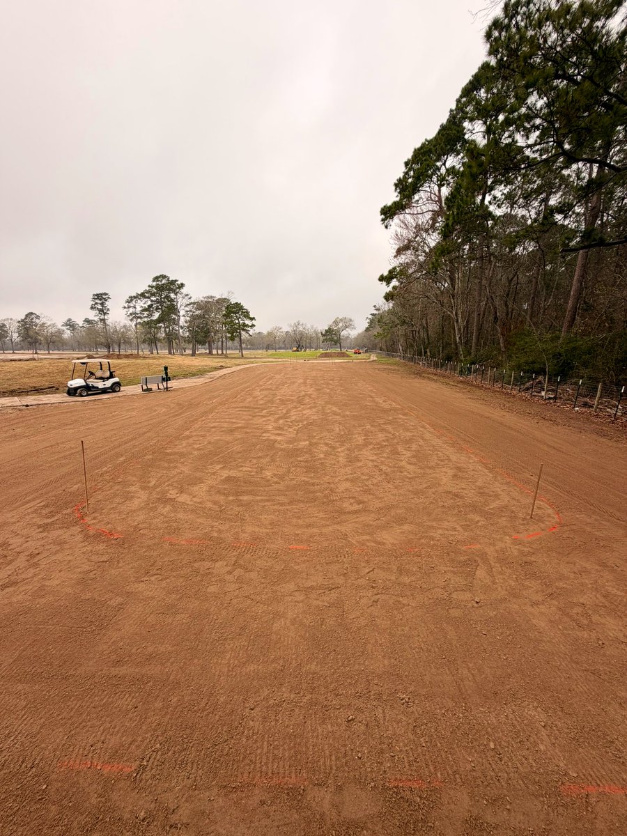 davisturf's tweet photo. Finishing work on these tees (Chambers County Golf Club) is pretty dang good! Using the old greens mix to put a 4” cap on sub grade. Irrigation and grass very soon! #Greenscapes6 https://t.co/fEDE02LoAZ
