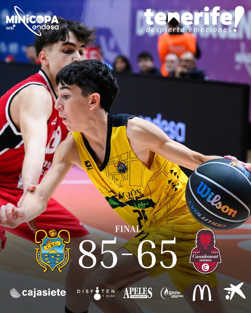 CB1939Canarias's tweet photo. BASE | ¡Victoria de los pibes! 👏 El infantil @cajasiete @FundacionCBC se impone al @fund_BZ y jugará por el 5º puesto de la #MinicopaEndesa 🏀

✅ 85-65  

Estadísticas 👉  https://t.co/hQuR0DeXMh

💪 ¡A por el último, EQUIPO! 👇

🗓️ Mañana (15:00 h.c.)
🆚 @unicajaCB
💻 Streaming ➡️  https://t.co/fpWJo3Uz9z
📺 @DAZN_ES