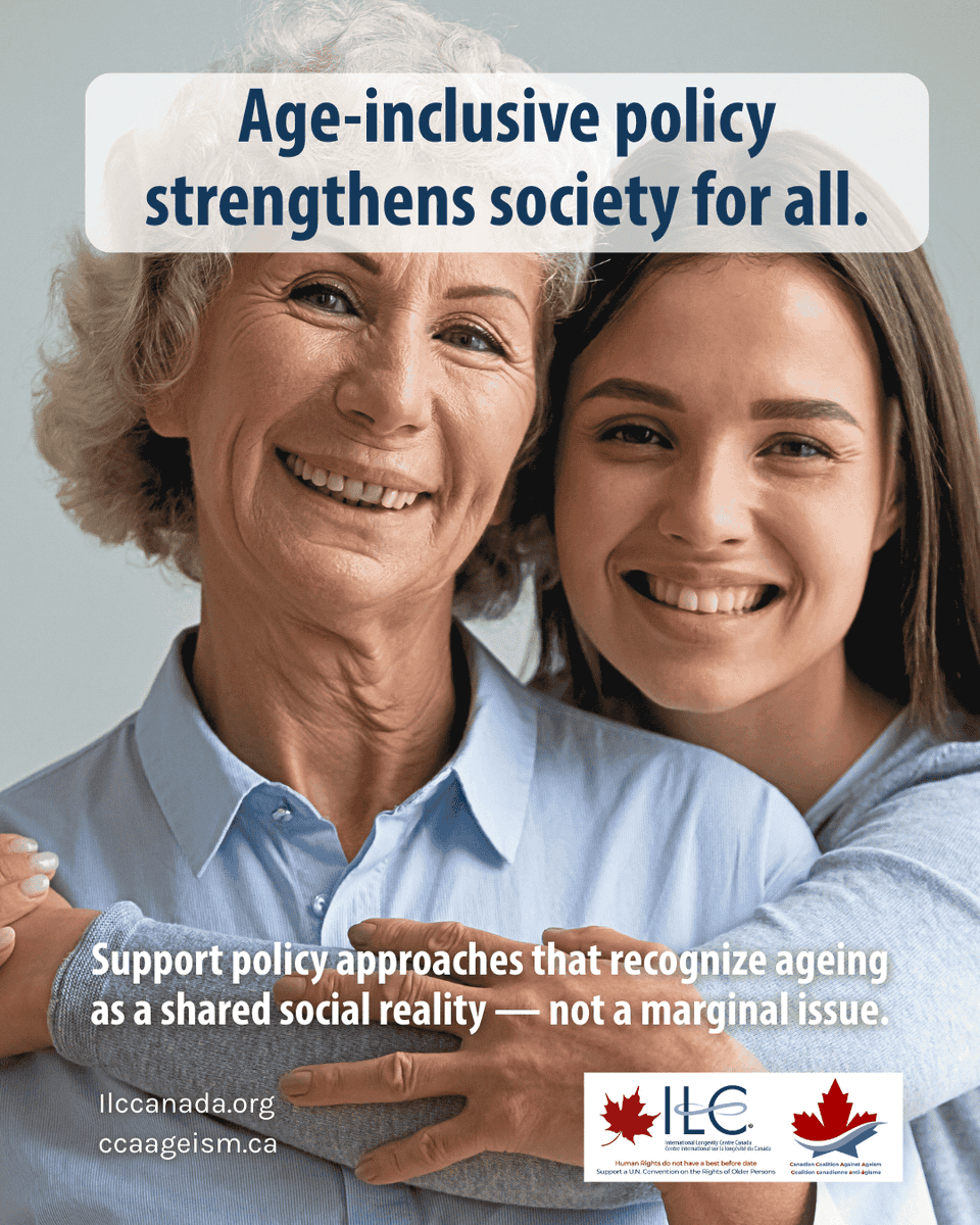 ILCCanada's tweet image. Age-inclusive policy is good policy.

Designing for older people strengthens communities for all ages.

#AgeInclusive #PolicyChange #Longevity #HumanRightsAtEveryAge #AgeEquity
@HelpAgeCA @GAROP_Sec @HICC_ca