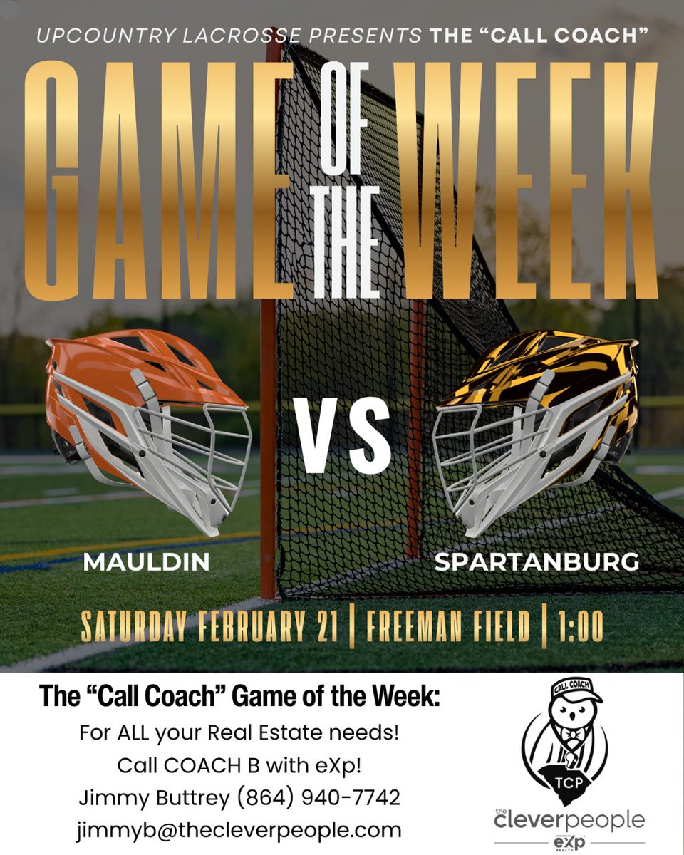 jbuttrey75's tweet photo. Upcountry Lacrosse is Proud to Present the 1st “#CALLCOACH” Games of the Week for 2026!

Boys: SHS Vikings @ MHS Mavericks — two playoff teams, w/ a big early test.

Girls: WHHS Generals @ JL Mann, w/ top scorers gone, who steps up? Or will defense rule?

Week 0 | 2/15–2/21 https://t.co/GKjZ7EFjJn