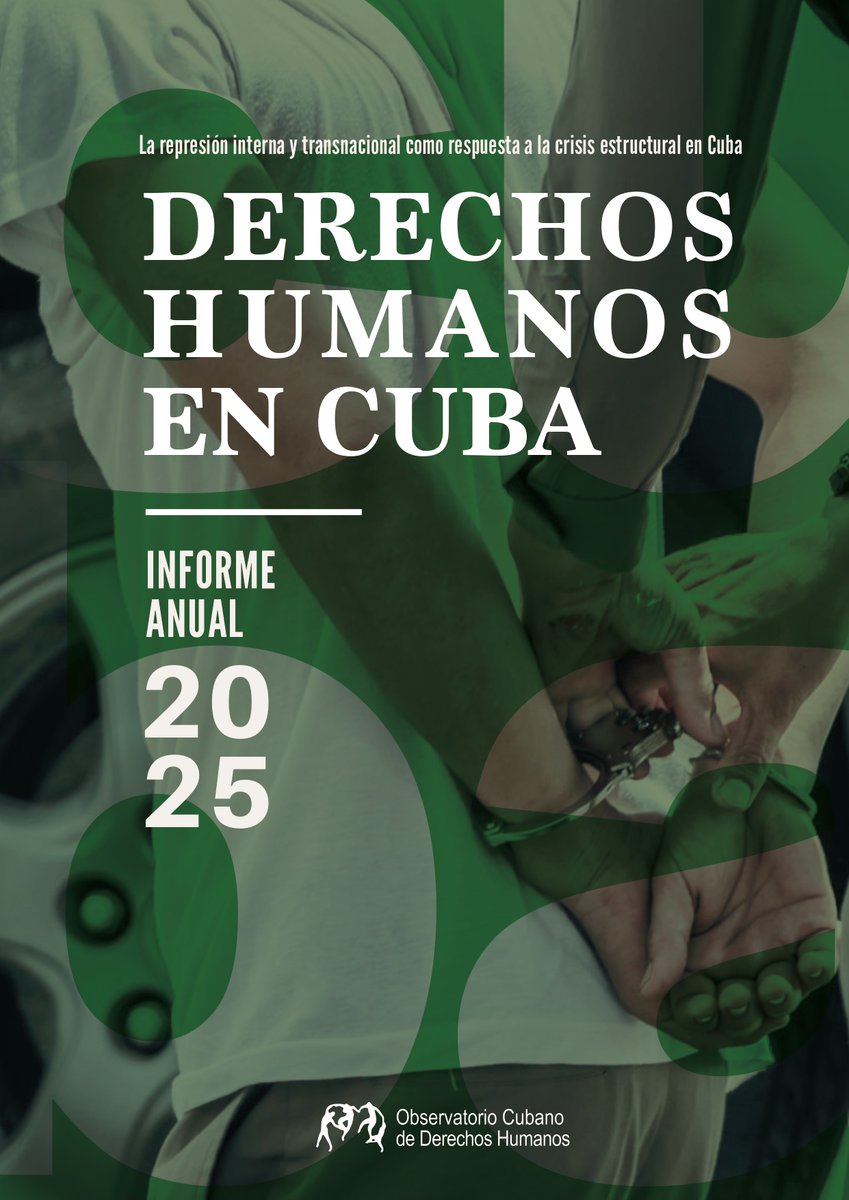 1/2 📌 Desde #Justicia11J celebramos que el <a href="/observacuba/">Observatorio Cubano de Derechos Humanos</a>  (OCDH) haya hecho público su Informe Anual 2025 sobre Derechos Humanos en #Cuba. 

De acuerdo con el informe, esta organización aliada registró, a lo largo del año anterior, 3.179 acciones represivas, 529 detenciones