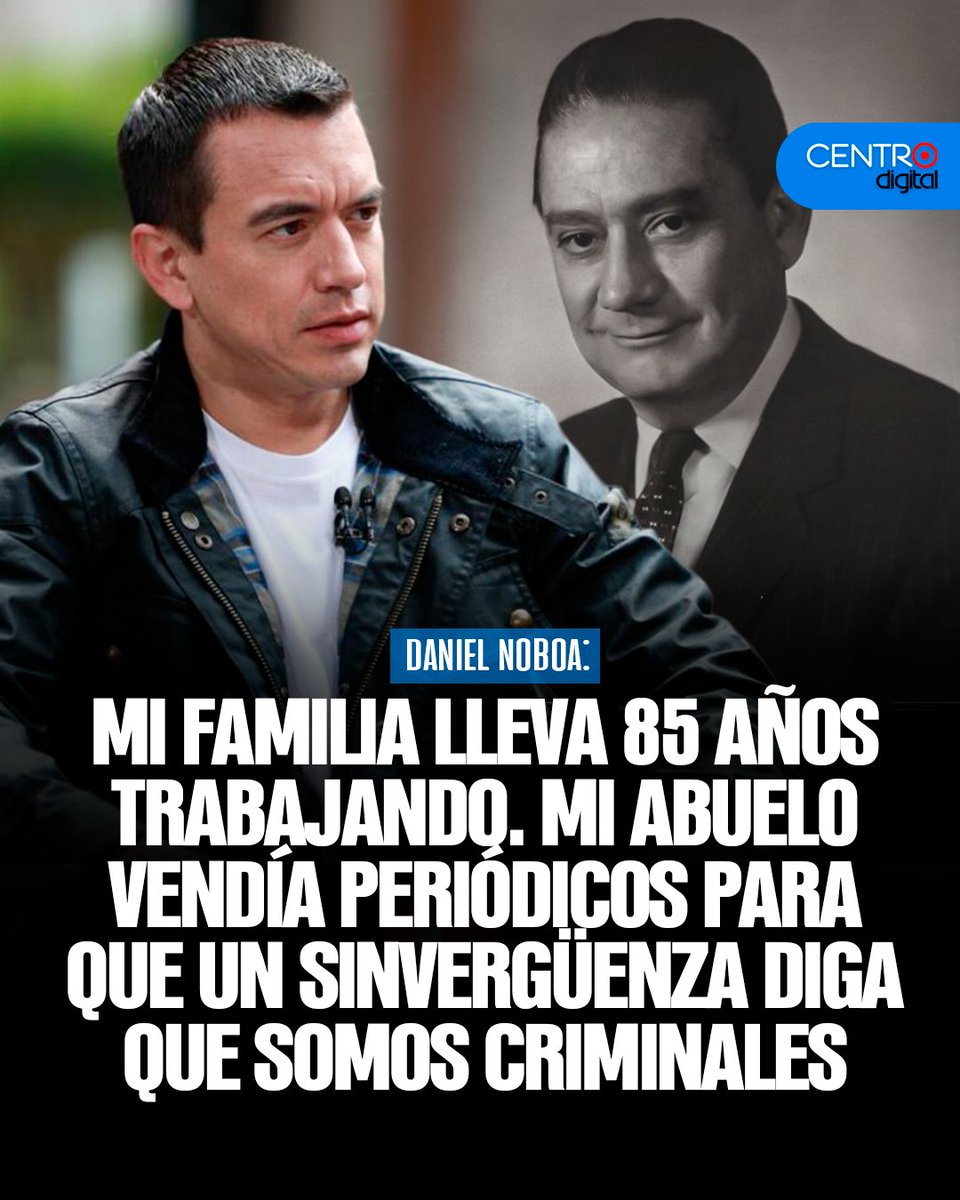 #VIDEO | “Mi familia lleva trabajando 85 años, mi abuelo vendía periódicos para que un sinvergüenza diga que nosotros somos criminales; es el colmo del cinismo y de la conchudez”, afirmó el presidente <a href="/DanielNoboaOk/">Daniel Noboa Azin</a> al rechazar señalamientos en su contra de los mismos